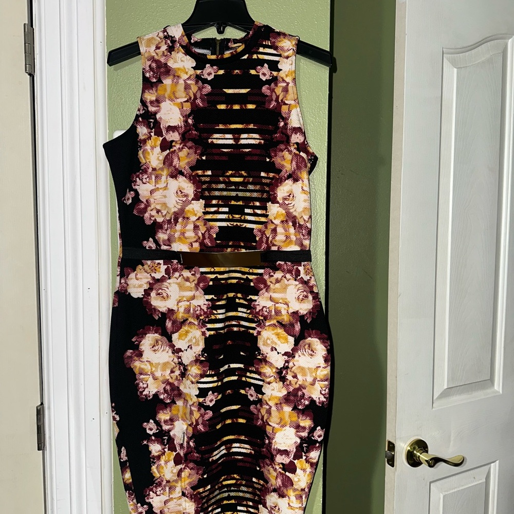 Material Girl Pink and Orange Bodycon Midi Dress